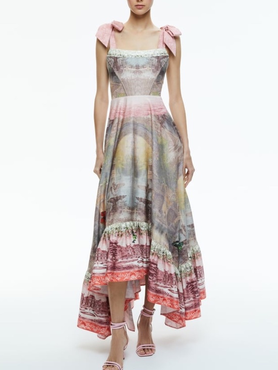 Alice + Olivia Dresses & Skirts - Alice + Olivia Rosalee Versailles Corset Pink Tie Maxi Dress Bustier - Size 2